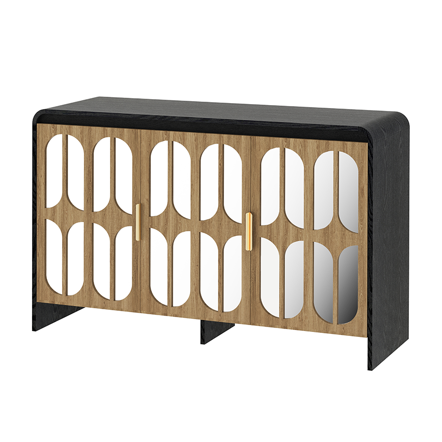 Lattice Mirrored 3-Door Sideboard